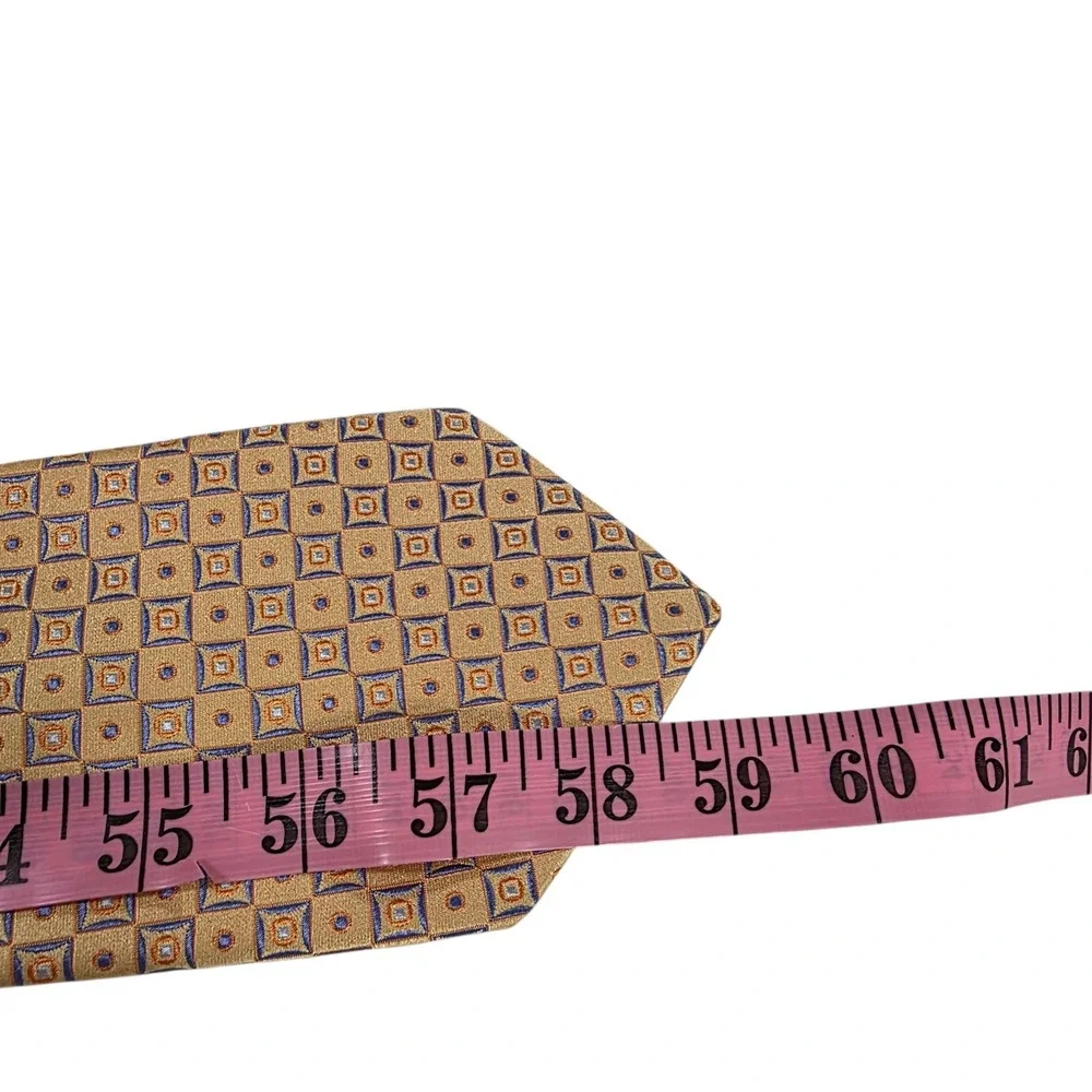 John W Nordstrom Men's Tie Necktie‎ Designer Luxury Peach Orange Blue Geometric